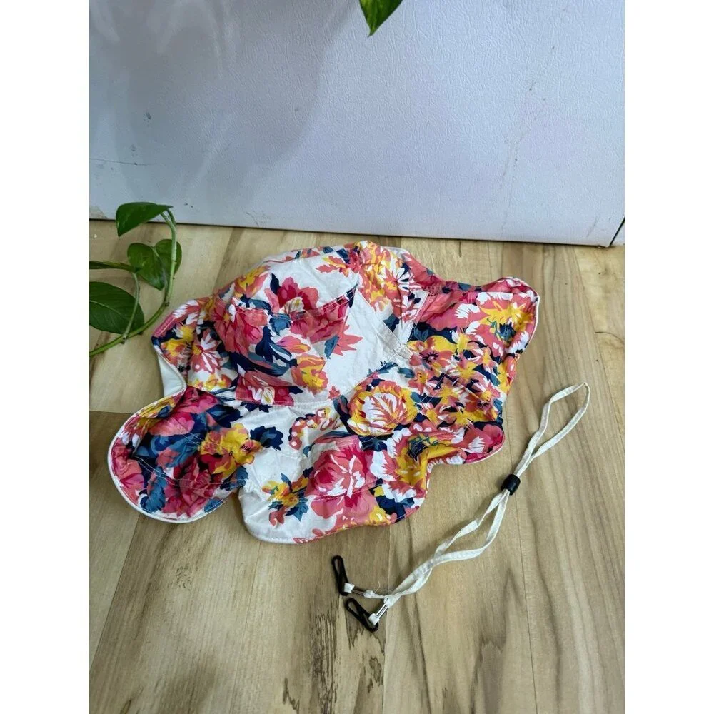 Floral Reversible Bucket Hat with Chin Strap
